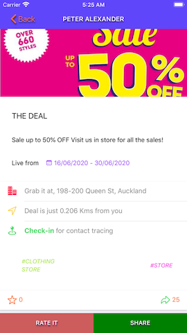 Just Deals offer screen 